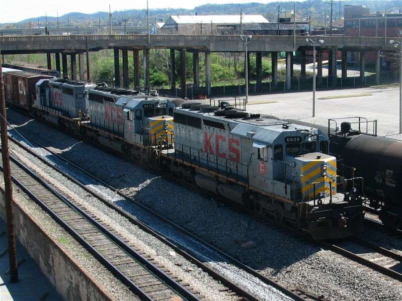 KCS Train Getting Ready to Stop Near Amtrak Depot